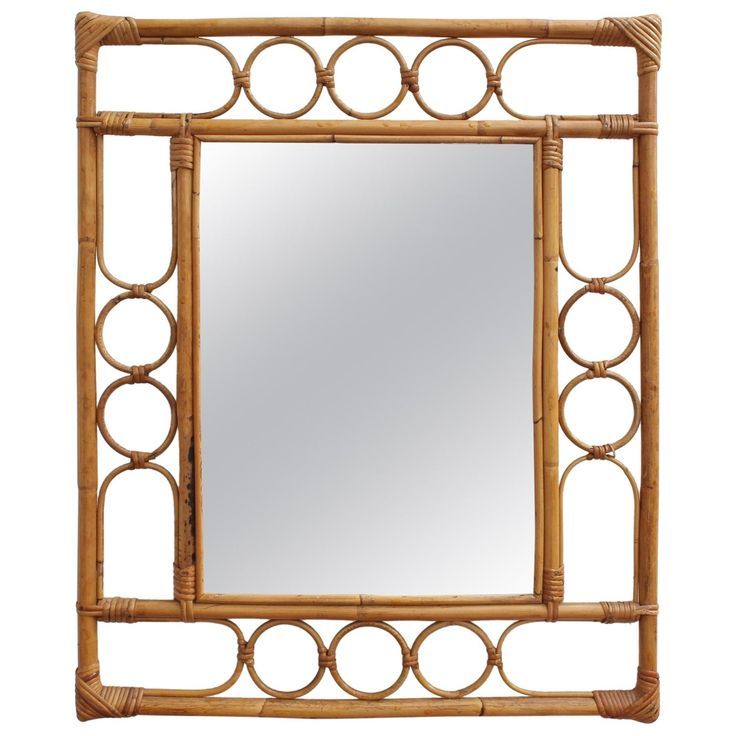 Rectangular Vintage French Rattan Mirror, 'circa 1960s' | Rattan Mirror Intended For Rectangular Bamboo Wall Mirrors (Photo 6 of 15)