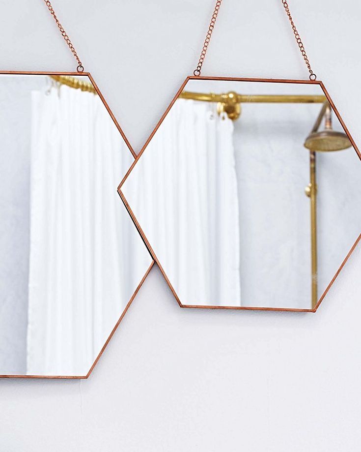 Rose Gold Hexagon Hanging Wall Mirror Small | Hanging Wall Mirror With Gold Hexagon Wall Mirrors (View 14 of 15)
