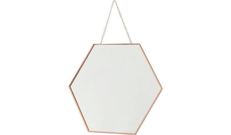 Rose Gold Hexagon Wall Mirror Modern Luxury Copper Metal Frame | In Pertaining To Gold Hexagon Wall Mirrors (View 10 of 15)