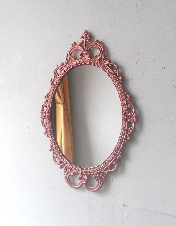 Rose Gold Wall Mirror In Hand Painted Vintage Metal Frame 17 With Antique Aluminum Wall Mirrors (View 5 of 15)