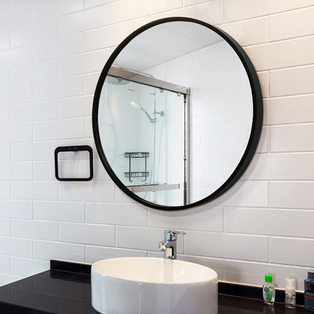 Round Black Frame Wall Mirror Dfs 03 | Led Mirror Manufacturer Backlit Pertaining To Round Bathroom Wall Mirrors (View 10 of 15)