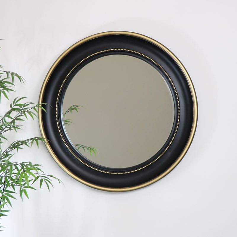 Round Black & Gold Wall Mirror 90cm X 90cm Regarding Black Openwork Round Metal Wall Mirrors (Photo 5 of 15)