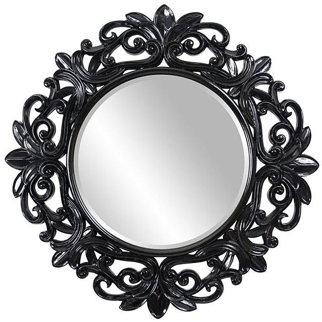 Round Framed Glossy Black Wall Mirror – Free Shipping Today – Overstock Inside Uneven Round Framed Wall Mirrors (View 8 of 15)