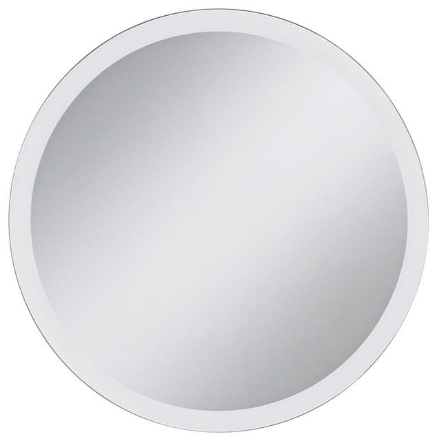 Round Frameless 42" Wide Beveled Mirror – Contemporary – Mirrors Inside Round Frameless Beveled Mirrors (Photo 3 of 15)