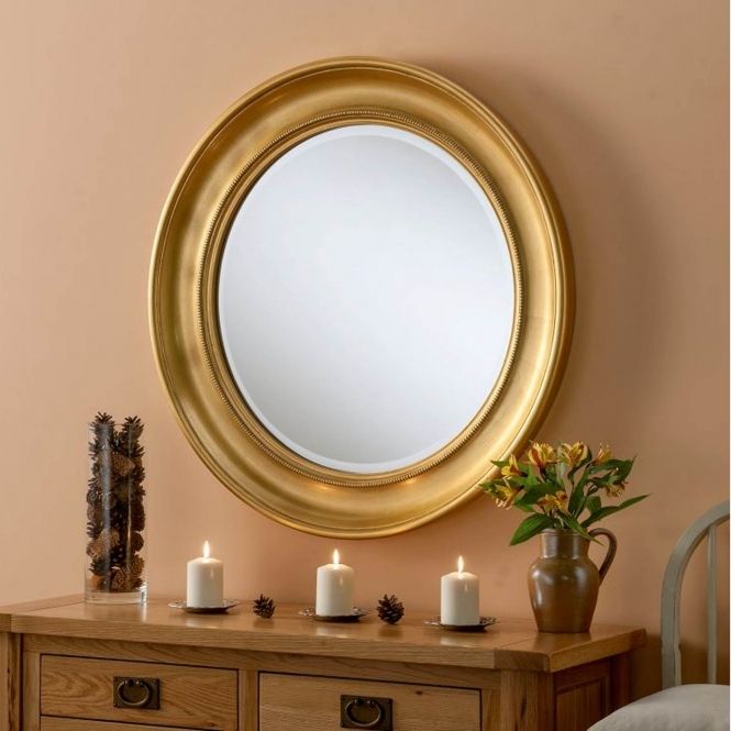 Round Gold Contemporary Wall Mirror | Mirrors | Homesdirect365 Intended For Round Stacked Wall Mirrors (View 12 of 15)