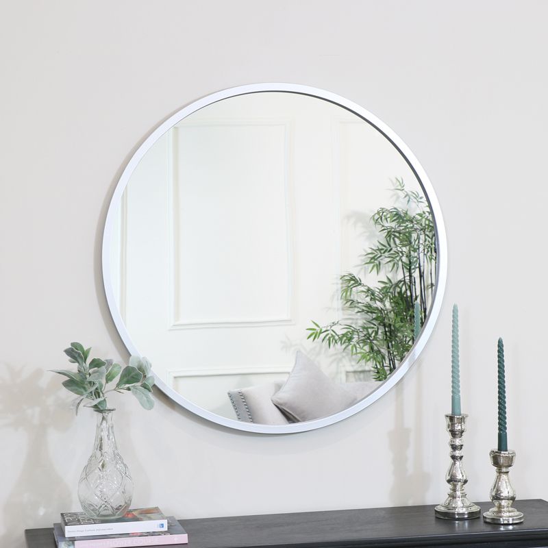 Round Silver Wall Mirror 80cm X 80cm Inside Round 4 Section Wall Mirrors (Photo 15 of 15)