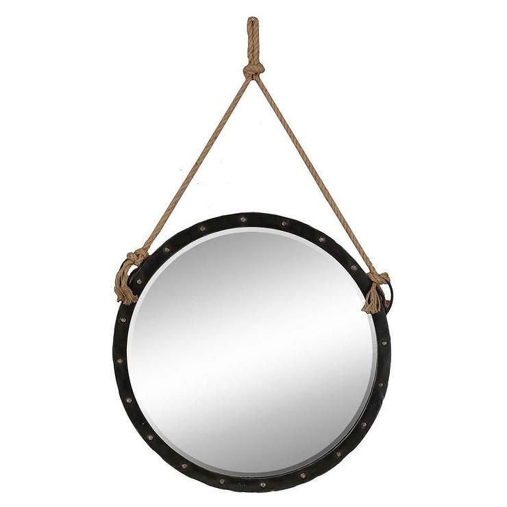 Round Wall Mirror Nautical In Black Pertaining To Black Openwork Round Metal Wall Mirrors (Photo 6 of 15)