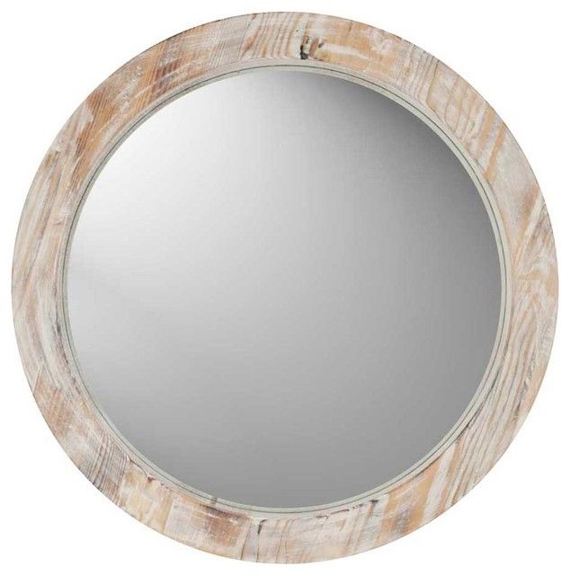 Round Washed Wood Mirror – Contemporary – Wall Mirrors  Bassett Throughout Round Stacked Wall Mirrors (Photo 1 of 15)
