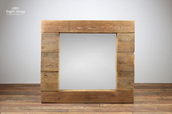 Rustic Chunky Wooden Framed Mirror Intended For Rustic Getaway Wood Wall Mirrors (View 9 of 15)