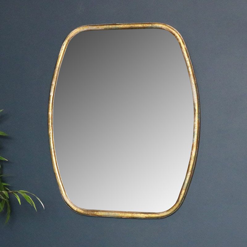 Rustic Gold Framed Wall Mirror Throughout Gold Rounded Corner Wall Mirrors (View 3 of 15)