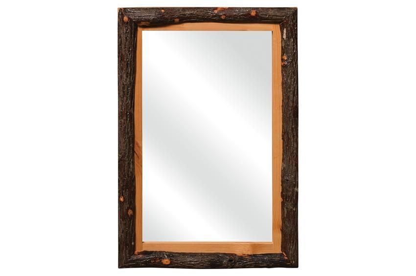 Rustic Hickory Framed Wall Mirror From Dutchcrafters Amish Furniture With Regard To Mirror Framed Bathroom Wall Mirrors (Photo 3 of 15)