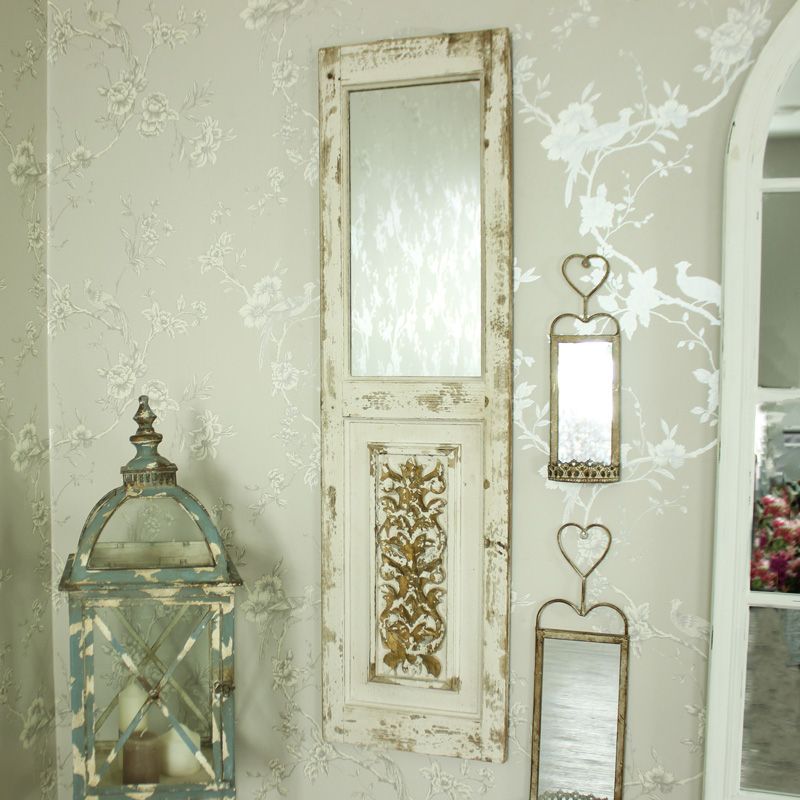 Rustic Wooden Distressed Wall Mirror Door Shutter Style Ornate Carved Inside Rustic Getaway Wood Wall Mirrors (Photo 12 of 15)