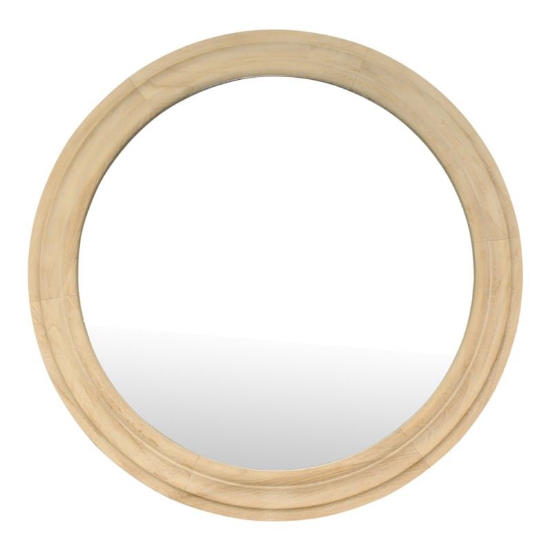 Sanderson Wooden Frame Round Wall Mirror, 110cm Within Organic Natural Wood Round Wall Mirrors (View 6 of 15)