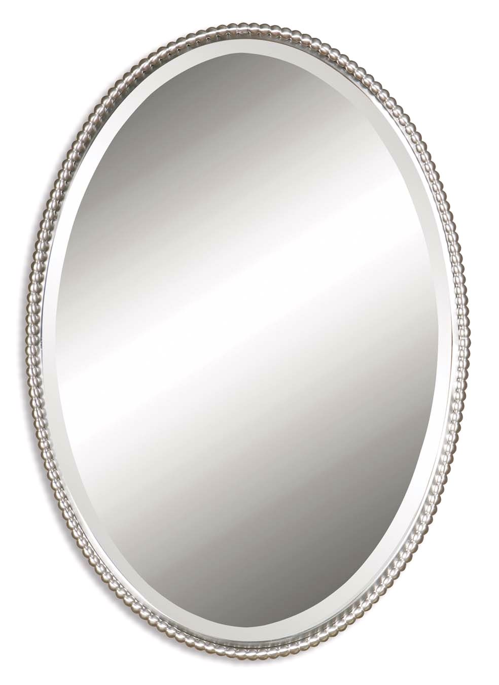 Sherise Modern Brushed Nickel Oval Mirror 01102 B Throughout Nickel Floating Wall Mirrors (View 10 of 15)