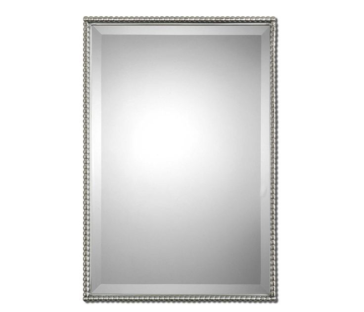 Sherise Rectangle Beaded Mirror – The Brushed Nickel Frame With Beaded Within Polished Nickel Rectangular Wall Mirrors (View 4 of 15)