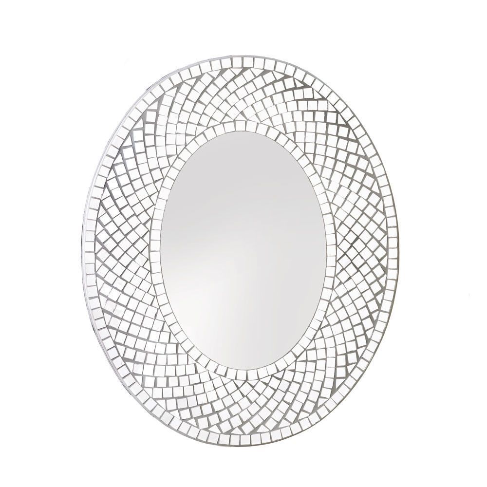 Shiny Tiles Oval Wall Mirror | Antique Mirror Wall Regarding Tiled Wall Mirrors (View 3 of 15)