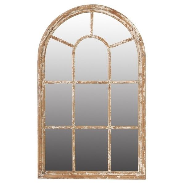 Shop Arched Wooden Framed Mirror, Large, Brown – Overstock – 21658492 Within Arch Oversized Wall Mirrors (View 4 of 15)
