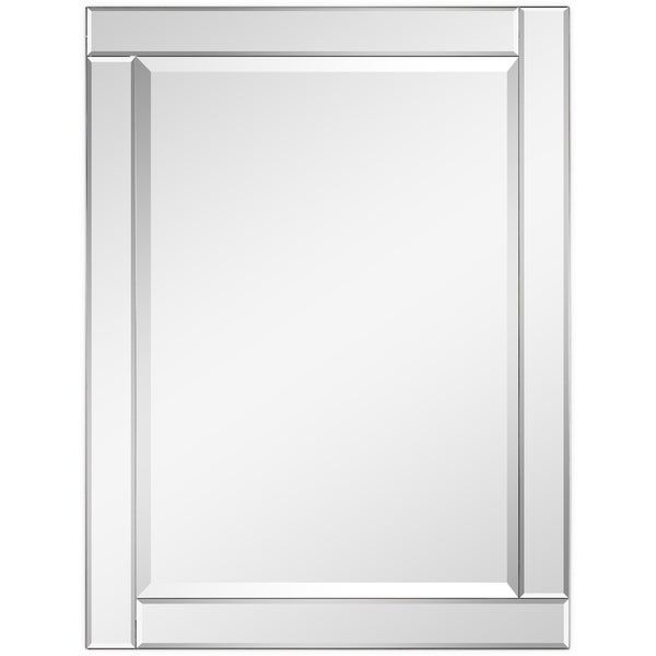 Shop Beveled Rectangle Wall Mirror,solid Wood Frame,1" Beveled Center With Regard To Rectangular Chevron Edge Wall Mirrors (View 11 of 15)