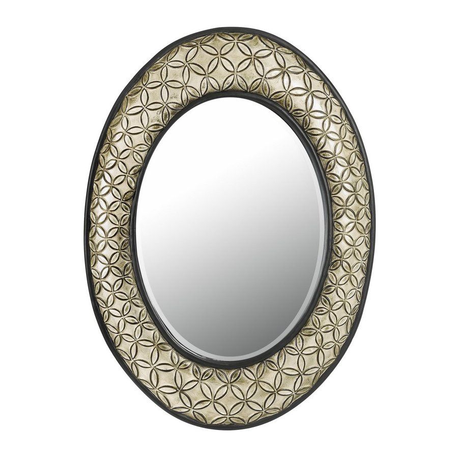 Shop Cal Lighting 24 In X 32 In Argent Beveled Oval Framed Wall Mirror With Oval Beveled Wall Mirrors (Photo 1 of 15)
