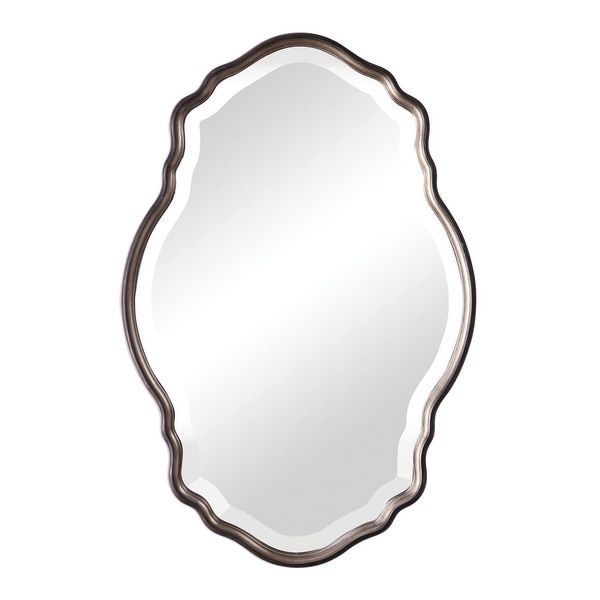 Shop Delacora Um W00434 34" X 23" Scalloped Edge Beveled Face Accent Intended For Round Scalloped Edge Wall Mirrors (View 1 of 15)