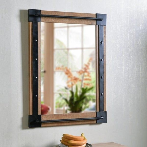 Shop Elena Reclaimed Wood And Black 40 Inch Height Rectangular Wall With Regard To Black Beaded Rectangular Wall Mirrors (Photo 6 of 15)