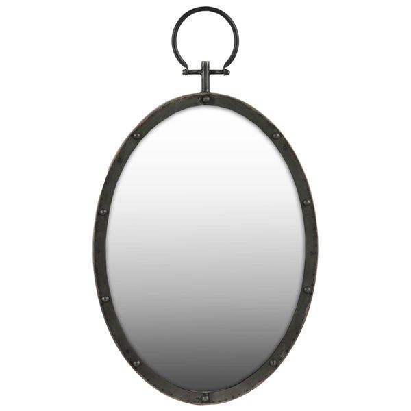Shop Gloss Finish Black Metal Oval Wall Mirror With Metal Hanger – Free Pertaining To Black Oval Cut Wall Mirrors (Photo 2 of 15)