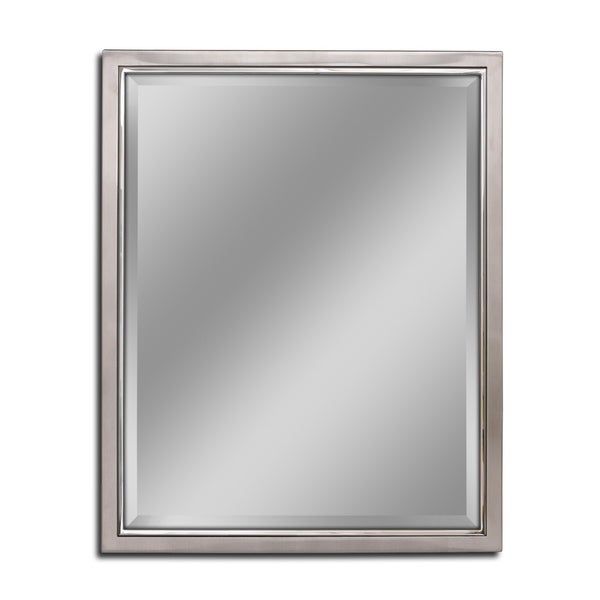 Shop Headwest Classic Brush Nickel Chrome Wall Mirror – Brushed Nickel Regarding Oxidized Nickel Wall Mirrors (View 12 of 15)