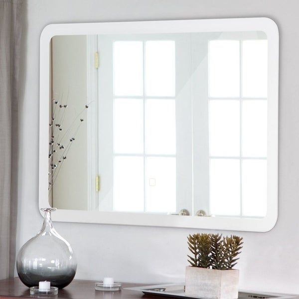 Shop Led Wall Mounted Bathroom Rounded Arc Corner Mirror W/ Touch With Squared Corner Rectangular Wall Mirrors (View 6 of 15)