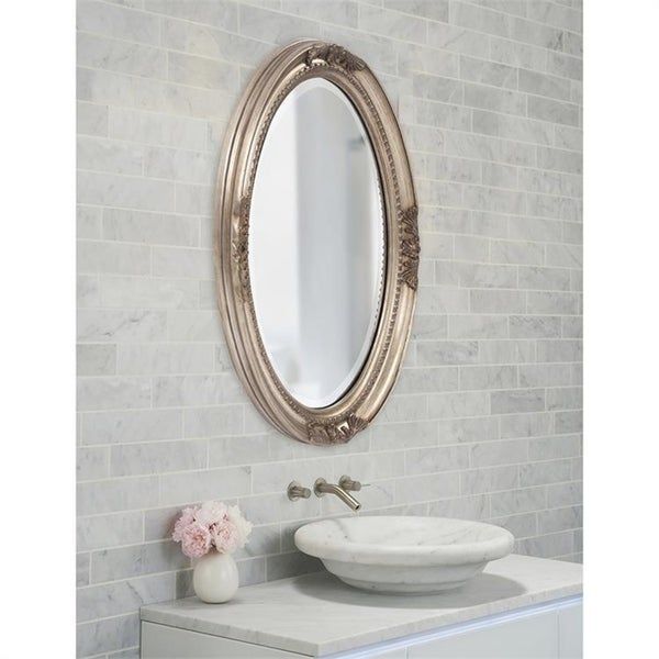 Shop Lisette Silver Wood Oval Wall Mirror – Overstock – 6432864 With Regard To Silver And Bronze Wall Mirrors (View 14 of 15)