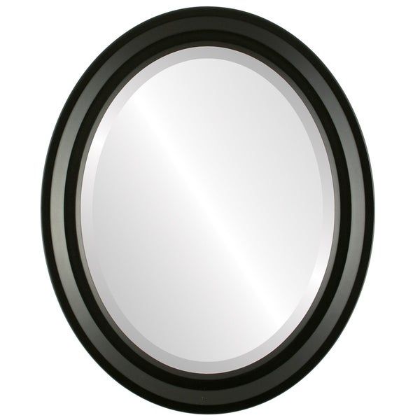 Shop Newport Framed Oval Mirror In Matte Black – Overstock – 20601192 For Black Oval Cut Wall Mirrors (Photo 1 of 15)