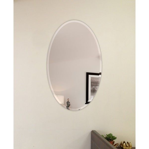 Shop Oval Beveled Polish Frameless Wall Mirror With Hooks – Free Regarding Frameless Tri Bevel Wall Mirrors (Photo 1 of 15)