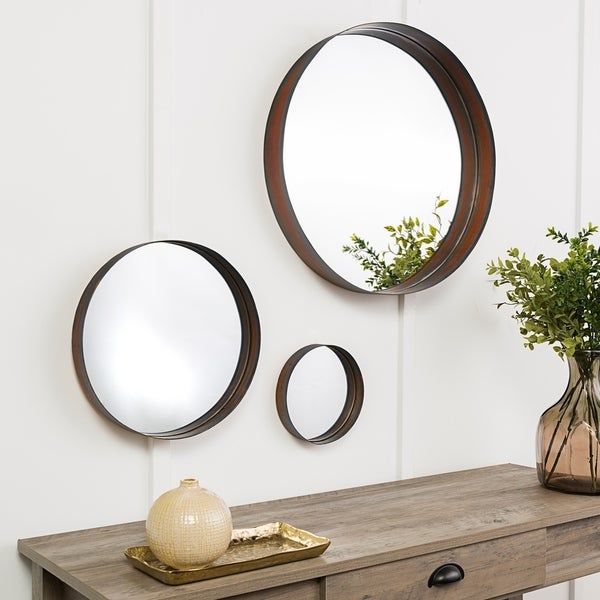Shop Round Copper Banded Wall Mirrors, Set Of 3 – On Sale – Free With Regard To Round 4 Section Wall Mirrors (View 2 of 15)