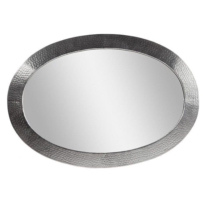 Shop Satin Nickel Hammered Copper Oval Mirror – Free Shipping Today With Nickel Framed Oval Wall Mirrors (View 8 of 15)