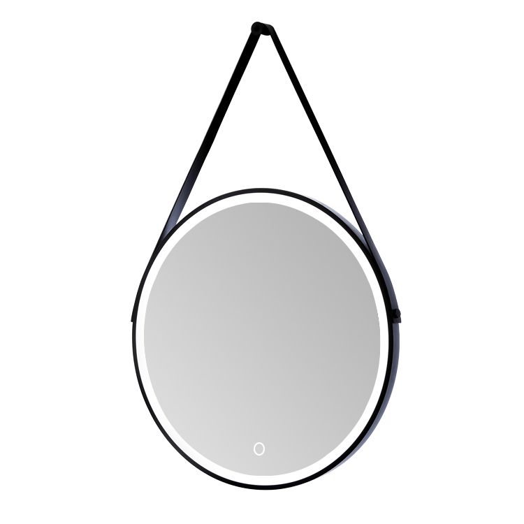 Sierra Round Led Mirror W/ Matte Black Frame & Hanging Strap 800mm With Matte Black Round Wall Mirrors (View 5 of 15)
