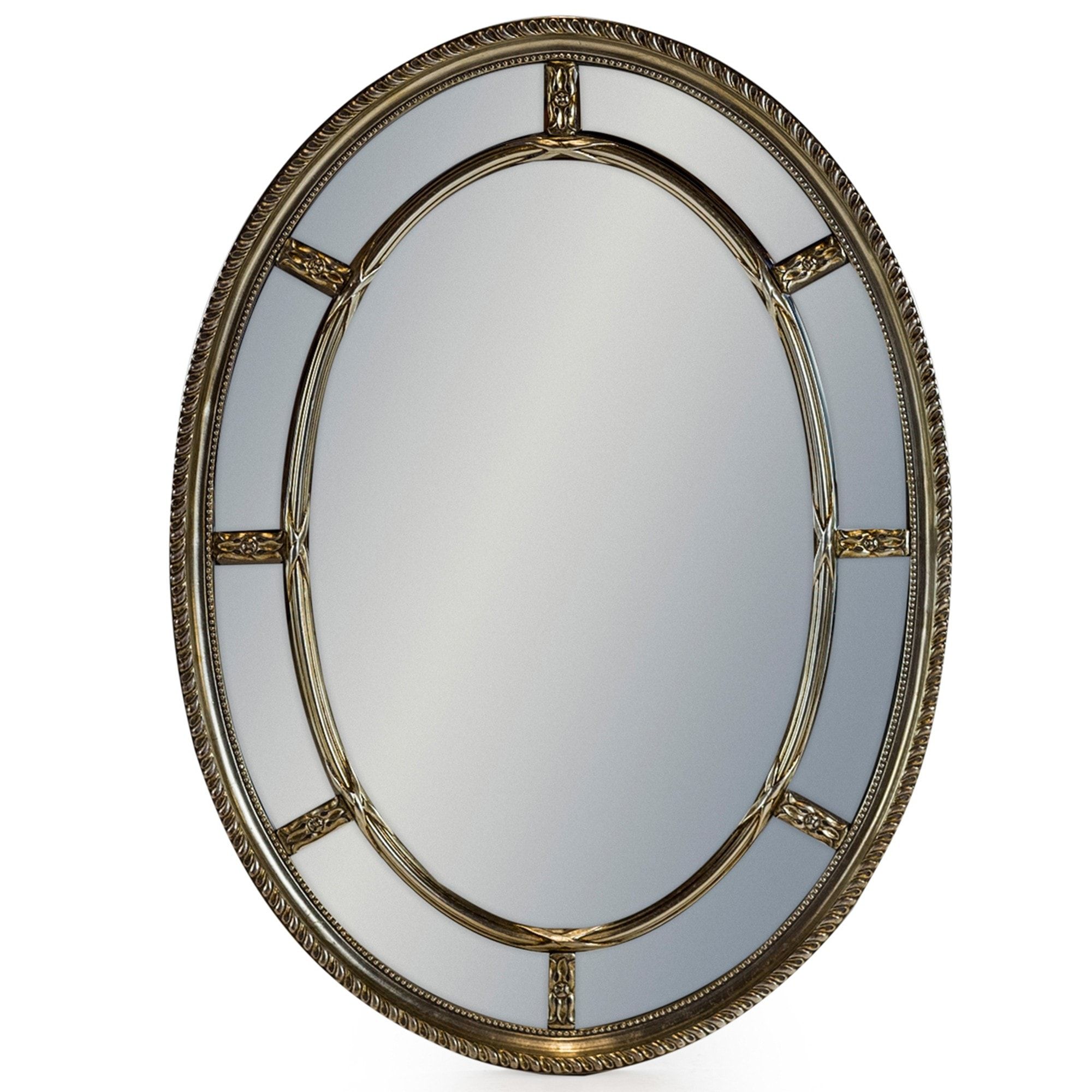 Silver Antique French Style Oval Multi Mirror | Decorative Silver For Antiqued Silver Quatrefoil Wall Mirrors (View 2 of 15)