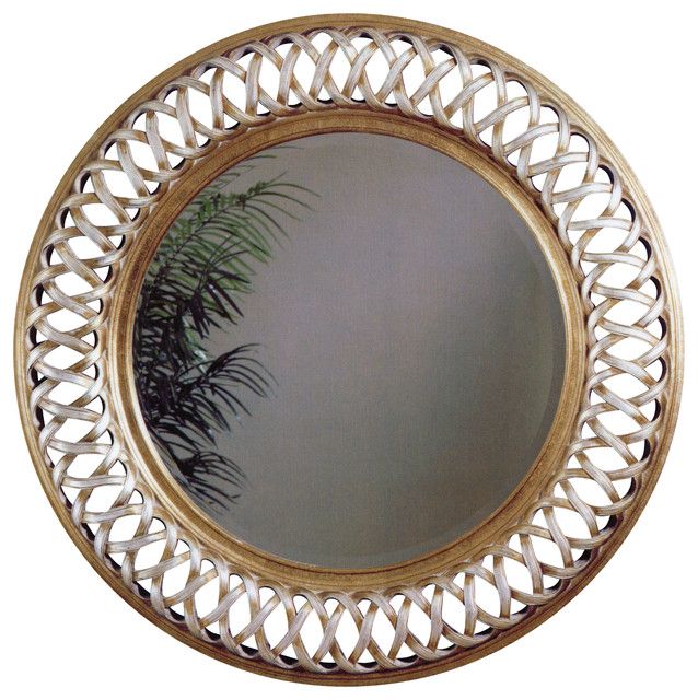Silver Leaf Round Wall Mirror – Mediterranean – Mirrors  Carolina Within Silver Rounded Cut Edge Wall Mirrors (View 3 of 15)
