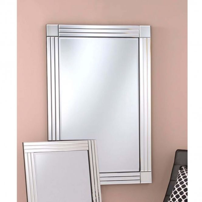 Silver Venetian Square Cornered Wall Mirror | Mirror Wall, Mirrored For Cut Corner Wall Mirrors (Photo 3 of 15)