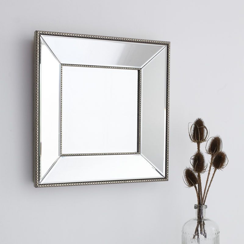 Small Beaded Square Wall Mirror – Primrose & Plum In Squared Corner Rectangular Wall Mirrors (View 4 of 15)