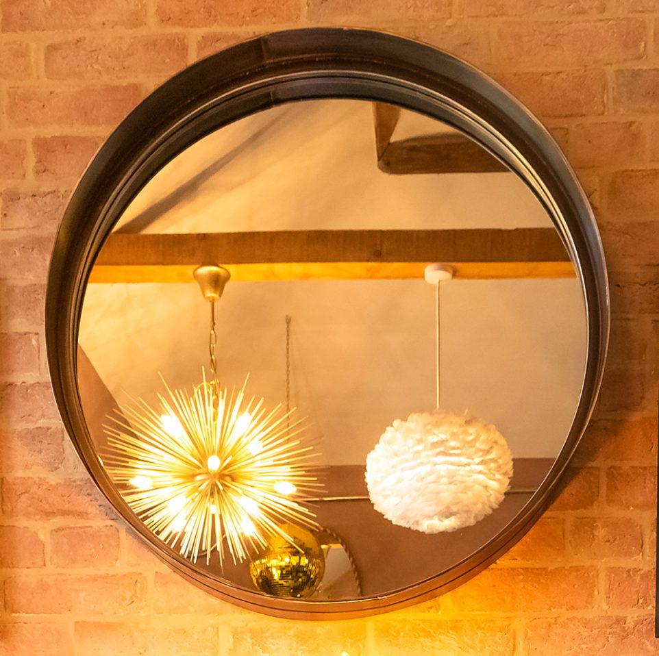Small Convex Mirror | Wall Mirror | Distressed Metal | Margo & Plum Regarding Round Metal Luxe Gold Wall Mirrors (View 12 of 15)