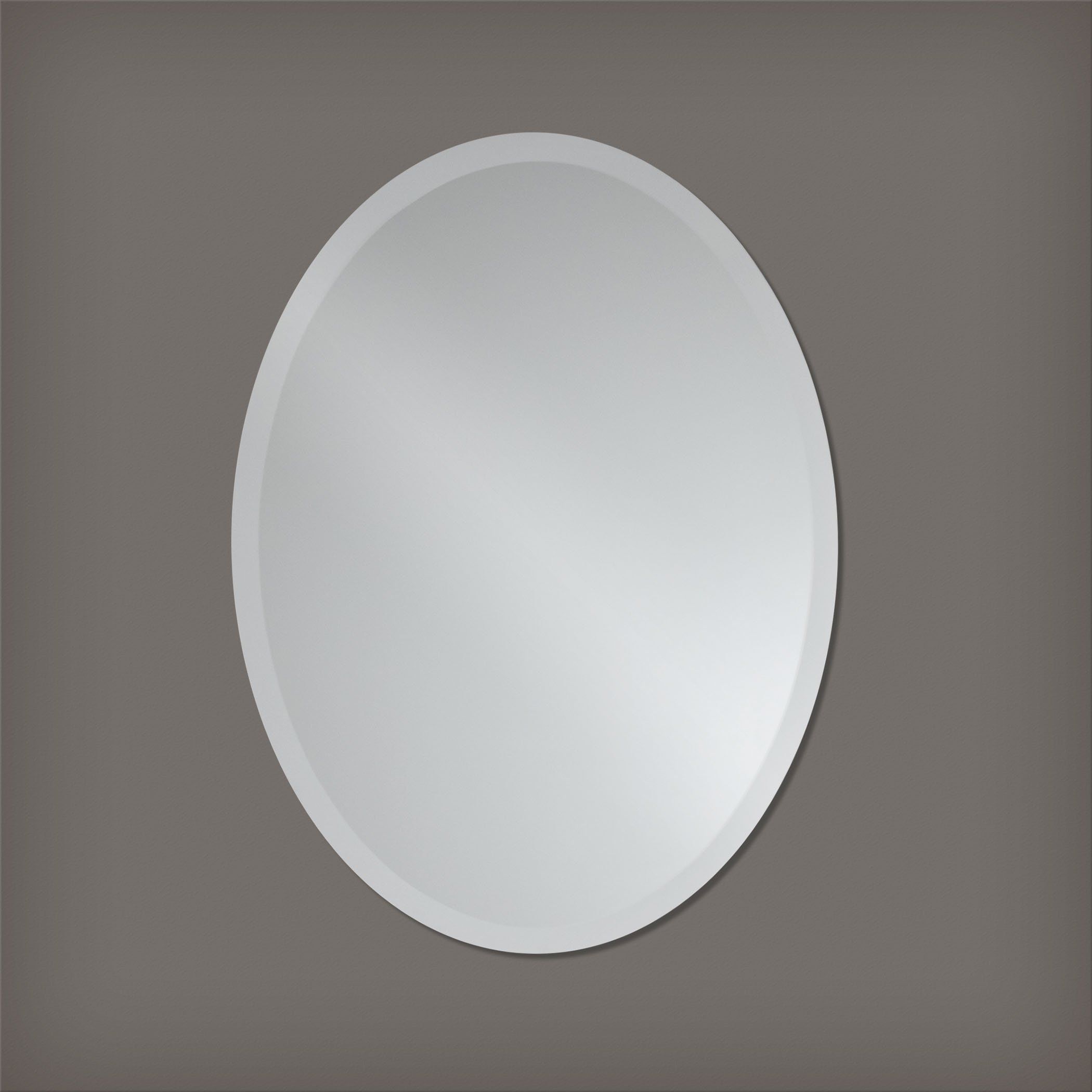 Small Frameless Beveled Oval Wall Mirror Bathroom Vanity Bedroom Mirror For Oval Beveled Frameless Wall Mirrors (Photo 1 of 15)