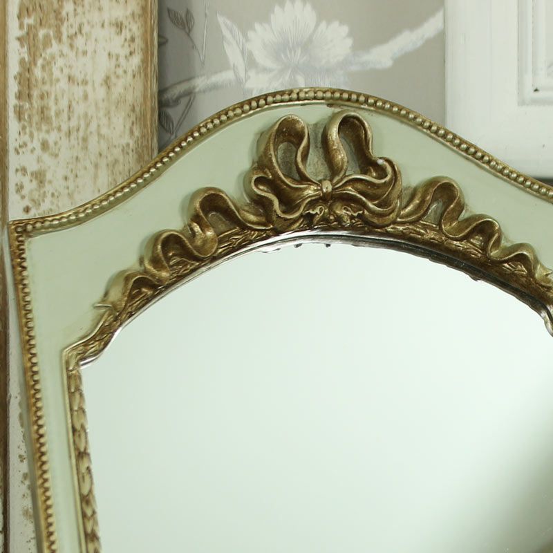 Small Gold & Green Vintage Tabletop/wall Hanging Vanity Mirror – Melody With Gold Bamboo Vanity Wall Mirrors (View 13 of 15)