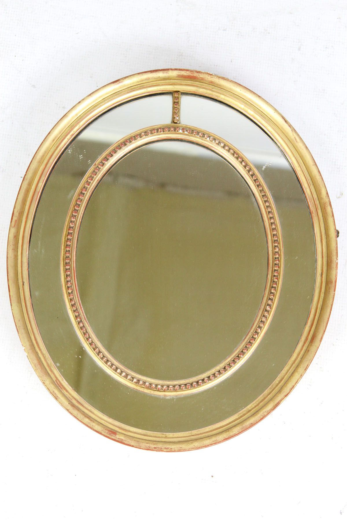 Small Victorian Gilt Sectional Oval Wall Mirror With Regard To Nickel Framed Oval Wall Mirrors (View 7 of 15)