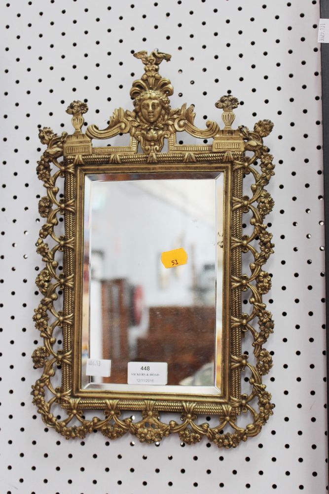 Sold Price: Small Antique French Bronze Wall Mirror, Approx 39cm H X Intended For French Brass Wall Mirrors (View 2 of 15)