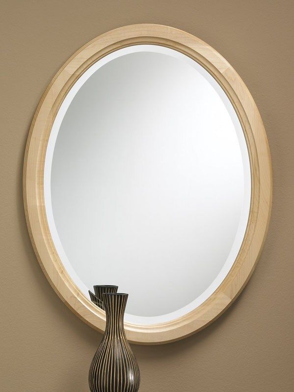 Solid Maple Framed Clear Finish Oval Beveled Mirror | Mirror, Wood With Black Oval Cut Wall Mirrors (View 10 of 15)