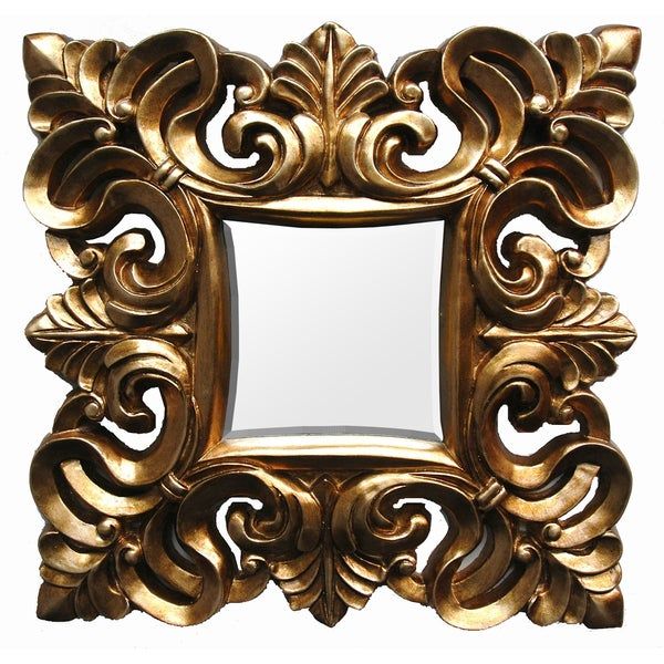 Square Contemporary Gold Finish Scroll Mirror – Free Shipping Today With Regard To Gold Square Oversized Wall Mirrors (View 12 of 15)