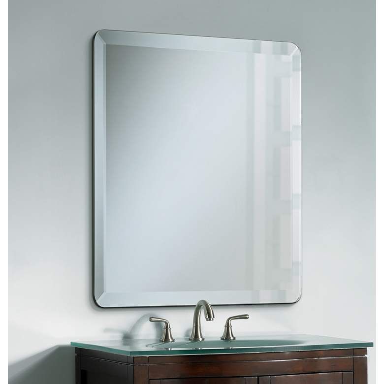 Square Frameless 30" Square Beveled Wall Mirror – #p1424 | Lamps Plus In Round Frameless Bathroom Wall Mirrors (Photo 14 of 15)