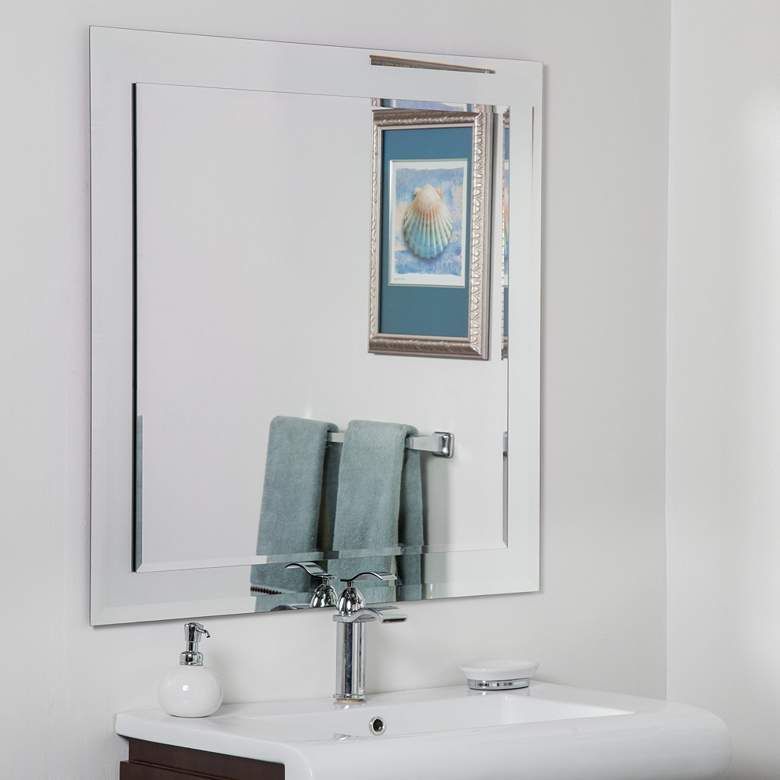 St. Petersburg 35" Square Frameless Bathroom Wall Mirror – #73k84 Throughout Frameless Cut Corner Vanity Mirrors (Photo 3 of 15)