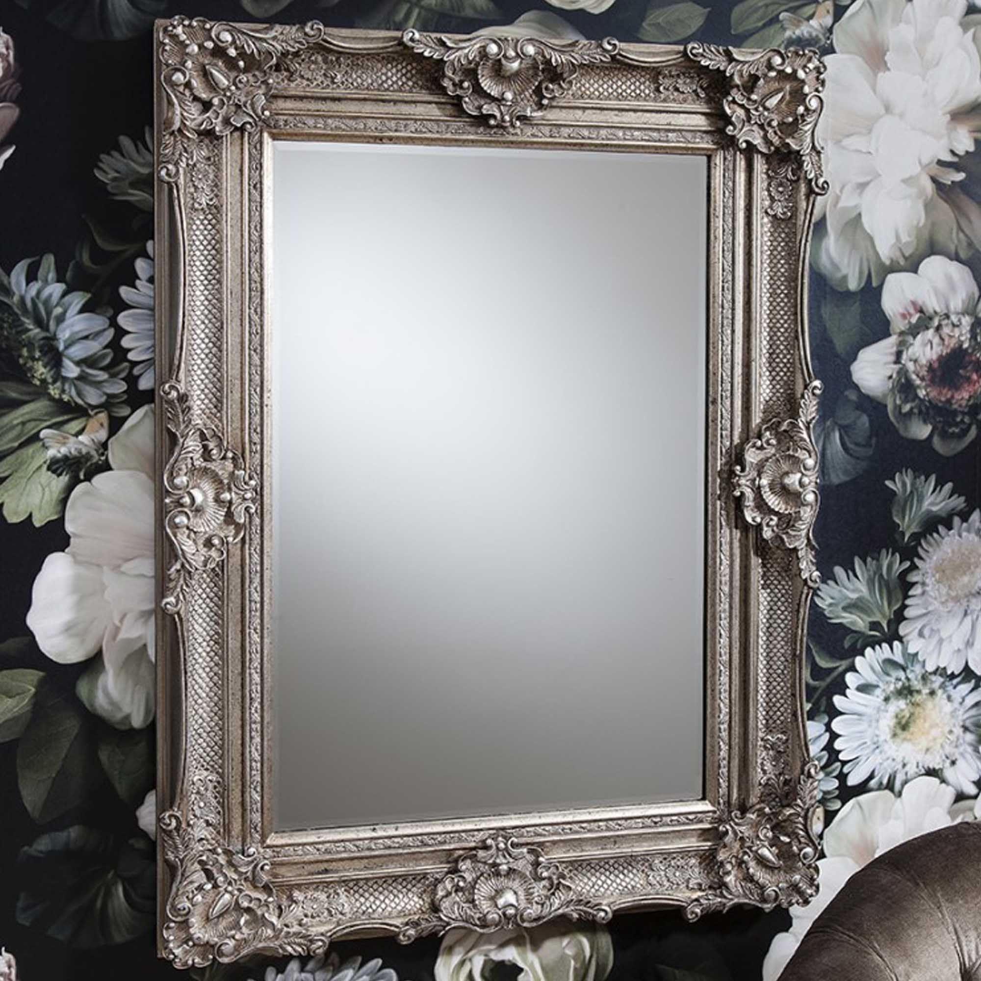 Stretton Rectangle Silver Mirror | Wall Mirror | Decorative Mirrors Regarding Silver Decorative Wall Mirrors (View 12 of 15)
