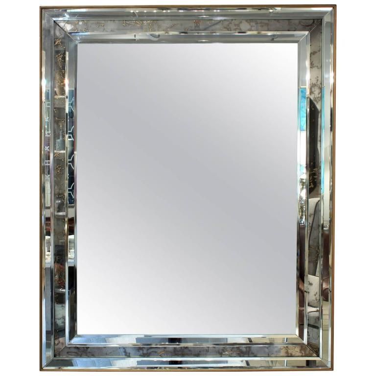Stunning Large Antiqued Edge Beveled Mirror For Sale At 1stdibs With Silver Metal Cut Edge Wall Mirrors (Photo 11 of 15)