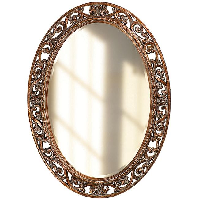 Susie Antique Bronze Resin Scrollwork Round Mirror – Free Shipping Pertaining To Antiqued Bronze Floor Mirrors (View 15 of 15)